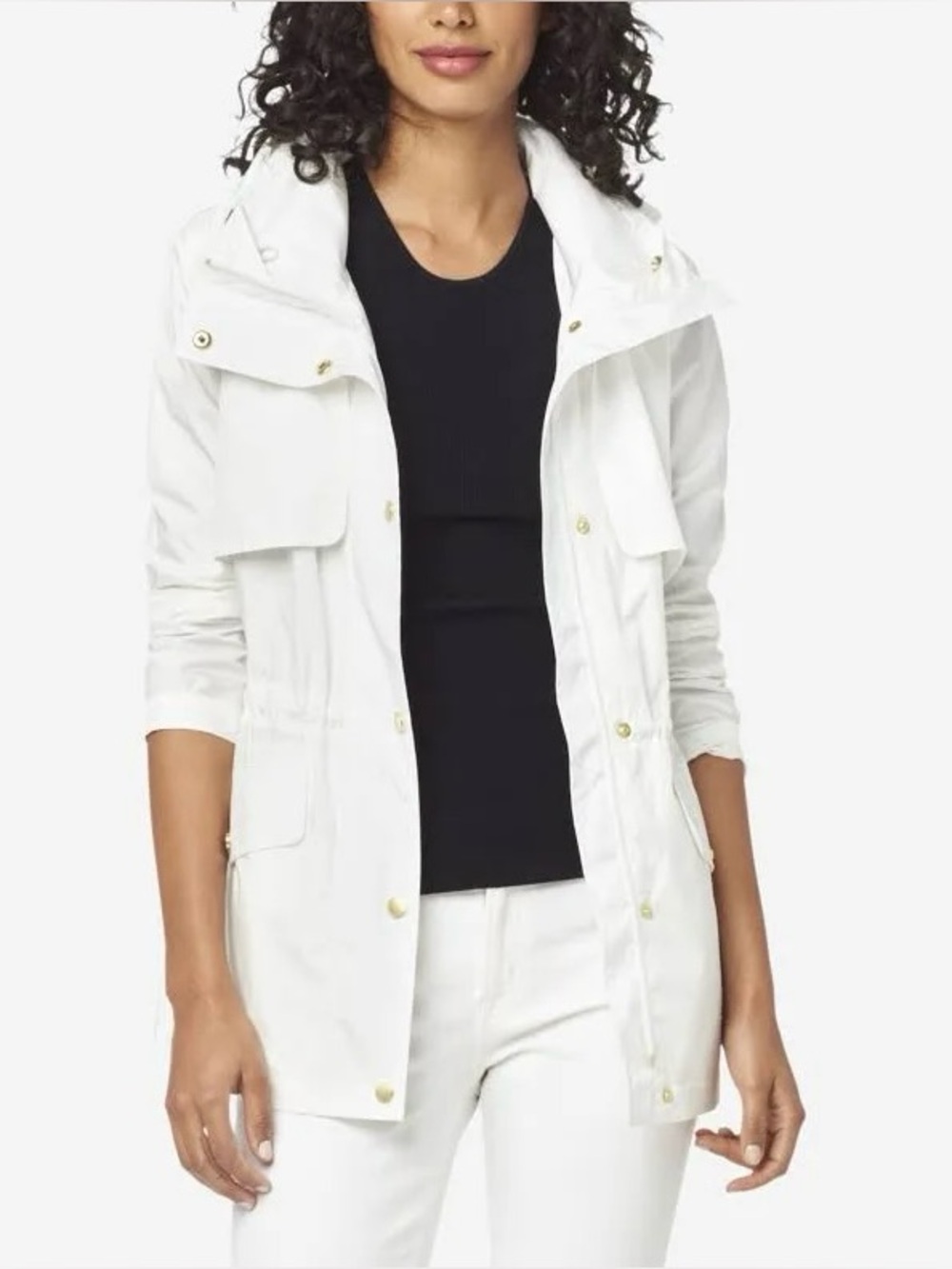 Cole Haan White Hooded Utility Anorak Jacket